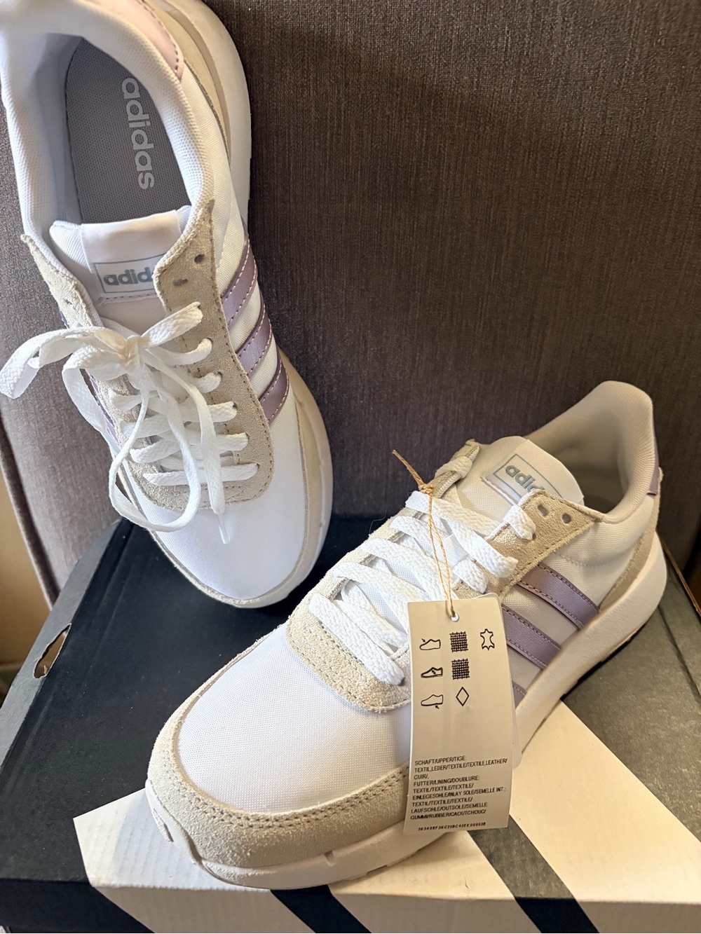 adidas Women's White & Light Purple Retro Runner Sneakers